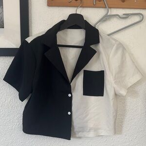 Black and White crop Shirt